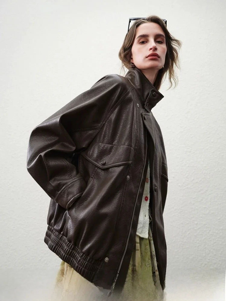 Fashionable Pure Color Leather Jacket Luxury Series Spring New Arrival Vanshlanen Women's Casual Wear PU Leather Coat
Fashionable Pure Color Leather Jacket Luxury Series Spring New Arrival Vanshlanen Women's Casual Wear PU Leather Coat