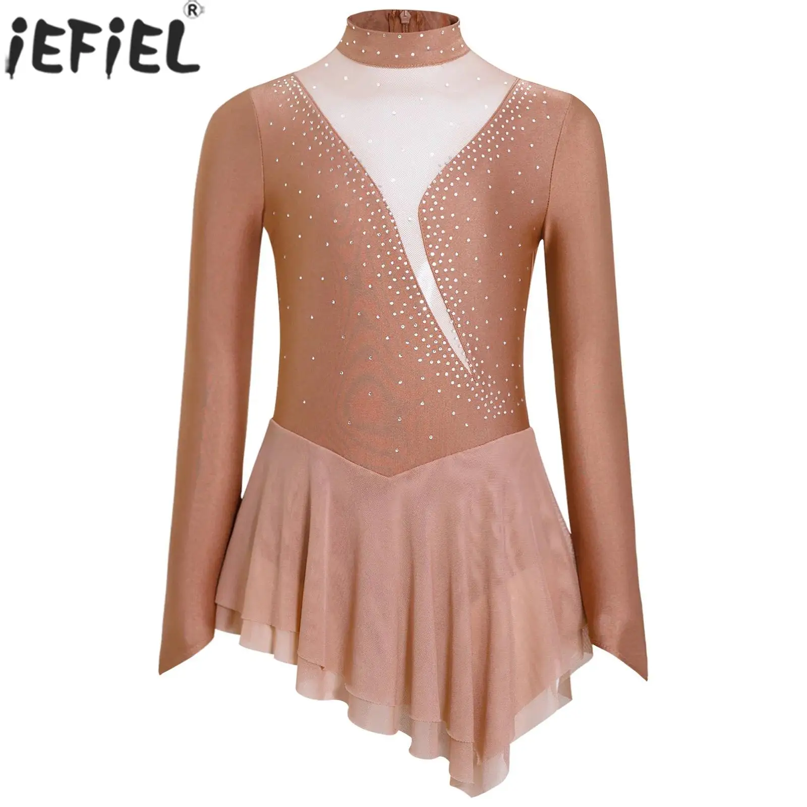 Girls Figure Skating Performance Dress Long Sleeve Rhinestone Sheer Mesh Leotard Tutu for Modern Lyrical Dance Ballet Gymnastics
Girls Figure Skating Performance Dress Long Sleeve Rhinestone Sheer Mesh Leotard Tutu for Modern Lyrical Dance Ballet Gymnastics
