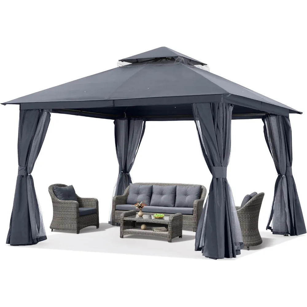Outdoor Patio Gazebo 11x13 - Double Roof Canopy with Mosquito Netting and Curtain for Backyard, Deck, Garden, Lawn, Dark Grey
Outdoor Patio Gazebo 11x13 - Double Roof Canopy with Mosquito Netting and Curtain for Backyard, Deck, Garden, Lawn, Dark Grey