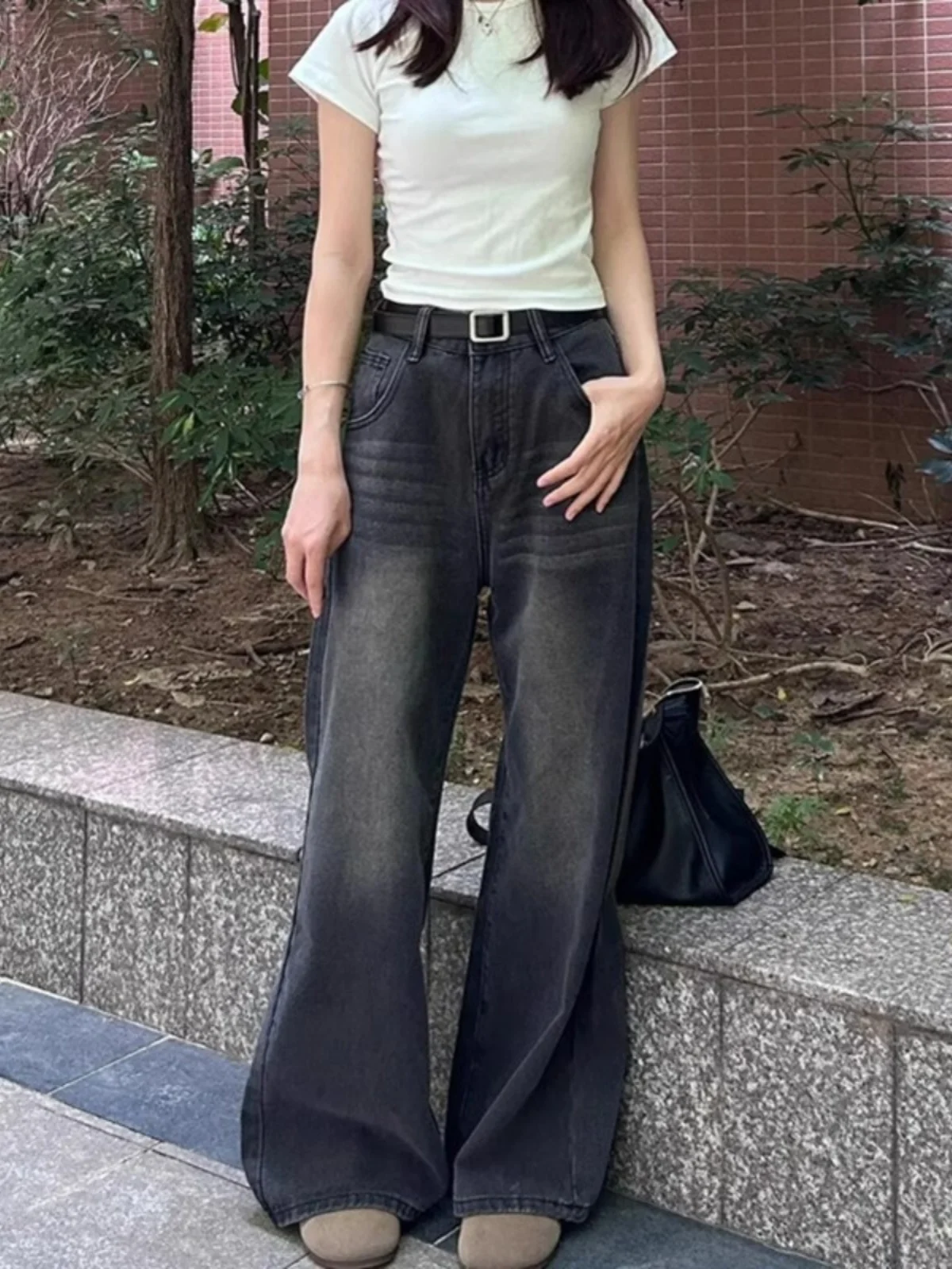 High Waist Wide Leg Denim Jeans Women's Loose Fit Slimming Drapey Straight Leg Floor-Length Pants Autumn New Style Black Grey
High Waist Wide Leg Denim Jeans Women's Loose Fit Slimming Drapey Straight Leg Floor-Length Pants Autumn New Style Black Grey