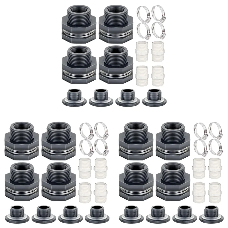 ABMH-12X ПВХ переборный фитинг 3/4 дюйма с заглушками, адаптер для садового шланга с комплектом зажимов, разъем резервуара для воды
ABMH-12X ПВХ переборный фитинг 3/4 дюйма с заглушками, адаптер для садового шланга с комплектом зажимов, разъем резервуара для воды