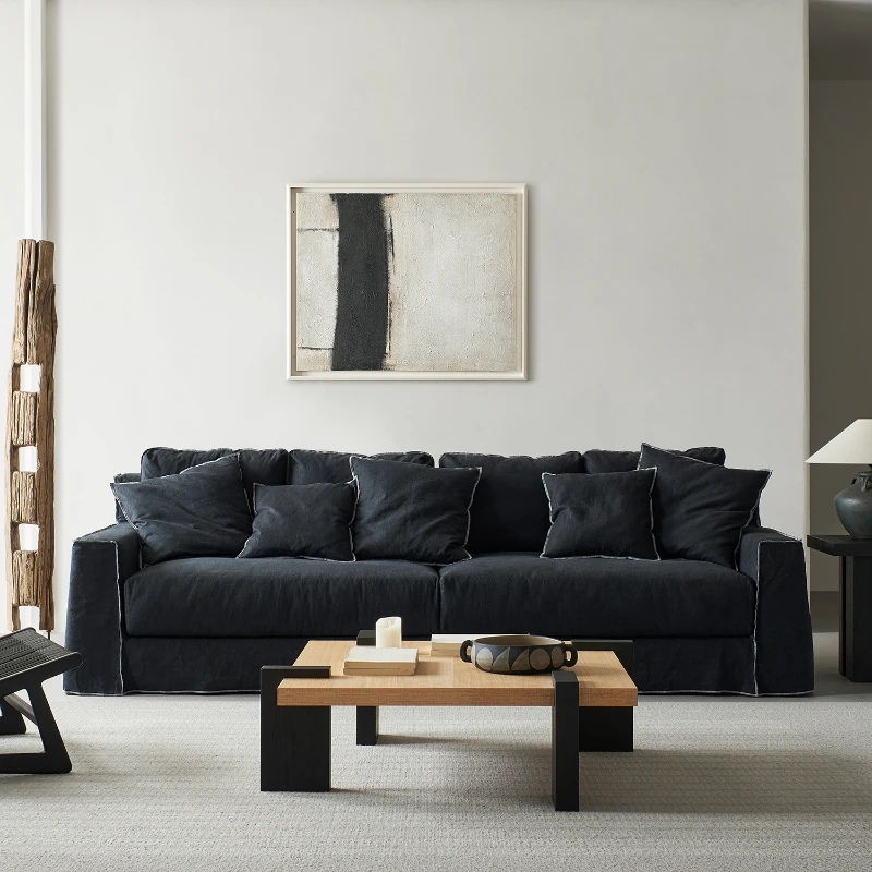 Seeking sofa wabi-sabi wind retro black linen fabric removable and washable straight row living room small apartment Z
Seeking sofa wabi-sabi wind retro black linen fabric removable and washable straight row living room small apartment Z