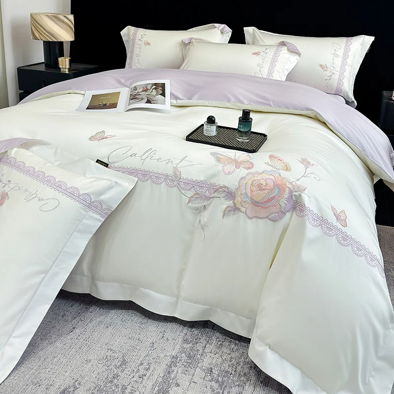 100% Cotton Luxury Flowers Butterfly Embroidery Bedding Set Egyptian Cotton Duvet Cover Bed Sheet/Fitted Sheet Pillowcases 4Pcs
100% Cotton Luxury Flowers Butterfly Embroidery Bedding Set Egyptian Cotton Duvet Cover Bed Sheet/Fitted Sheet Pillowcases 4Pcs