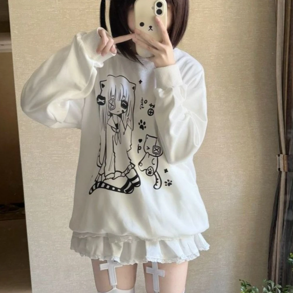 Утепленный теплый флисовый свитшот Y2K в готическом стиле в стиле аниме, женский повседневный пуловер с круглым вырезом и рисунком белого кота для девочек, милый E-girls
Утепленный теплый флисовый свитшот Y2K в готическом стиле в стиле аниме, женский повседневный пуловер с круглым вырезом и рисунком белого кота для девочек, милый E-girls