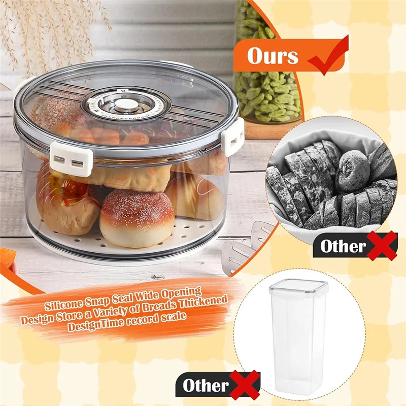 Airtight Bread Box Round Homemade Bread Storage Container Time Recording Bread Keeper For Homemade Bread Durable Easy To Use-AT6 
Airtight Bread Box Round Homemade Bread Storage Container Time Recording Bread Keeper For Homemade Bread Durable Easy To Use-AT6