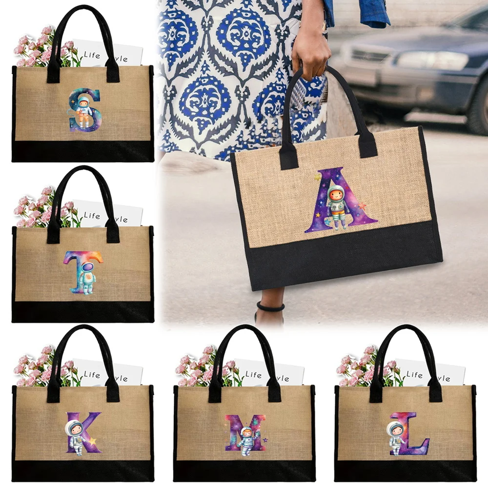 Cotton and Linen Shopping Bag Linen Handbag Female Large Capacity Shopping Grocery Storage Pack Astronaut Letter Series
Cotton and Linen Shopping Bag Linen Handbag Female Large Capacity Shopping Grocery Storage Pack Astronaut Letter Series