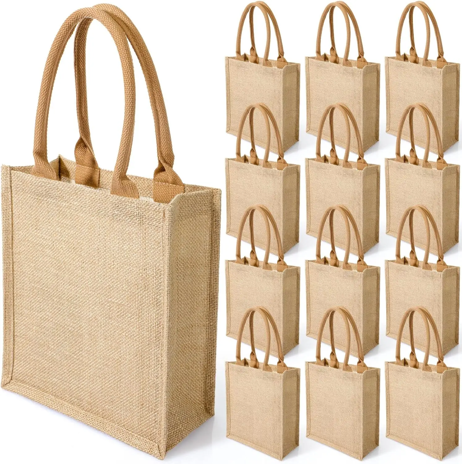 10 Burlap Tote Bags with Handles, Reusable Gift Bags for Wedding, Shopping, Beach, Pool Party Favor, 11x9.5x4.2 Inches, Khaki
10 Burlap Tote Bags with Handles, Reusable Gift Bags for Wedding, Shopping, Beach, Pool Party Favor, 11x9.5x4.2 Inches, Khaki