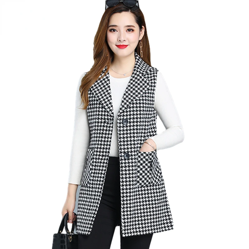 Sleeveless Women Jacket Single-Breasted Spring Autumn Vest Coat Fashion Plaid Casual Female 5XL Loose Size Waistcoat C89
Sleeveless Women Jacket Single-Breasted Spring Autumn Vest Coat Fashion Plaid Casual Female 5XL Loose Size Waistcoat C89