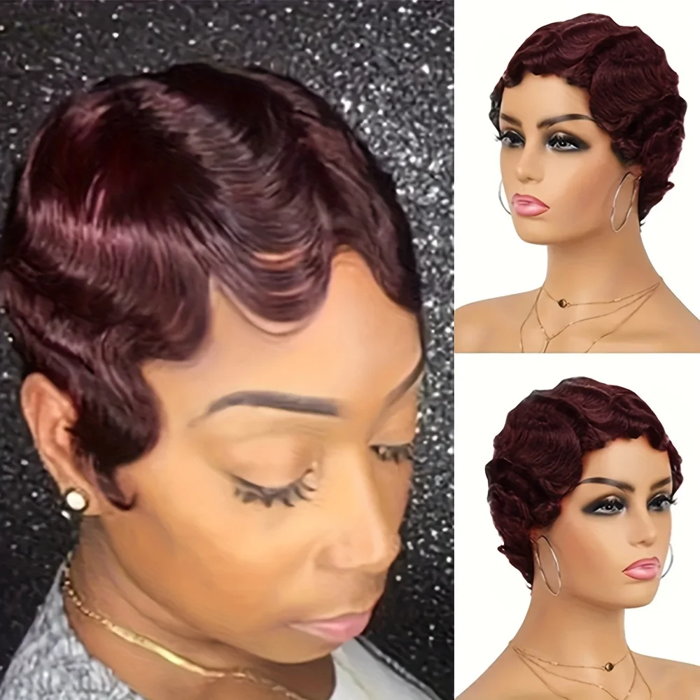 Short Curly Wig Finger Wave Human Hair Wig for Women 150% Density Remy Hair Pixie Cut Wig Full Machine Made Wig
Short Curly Wig Finger Wave Human Hair Wig for Women 150% Density Remy Hair Pixie Cut Wig Full Machine Made Wig