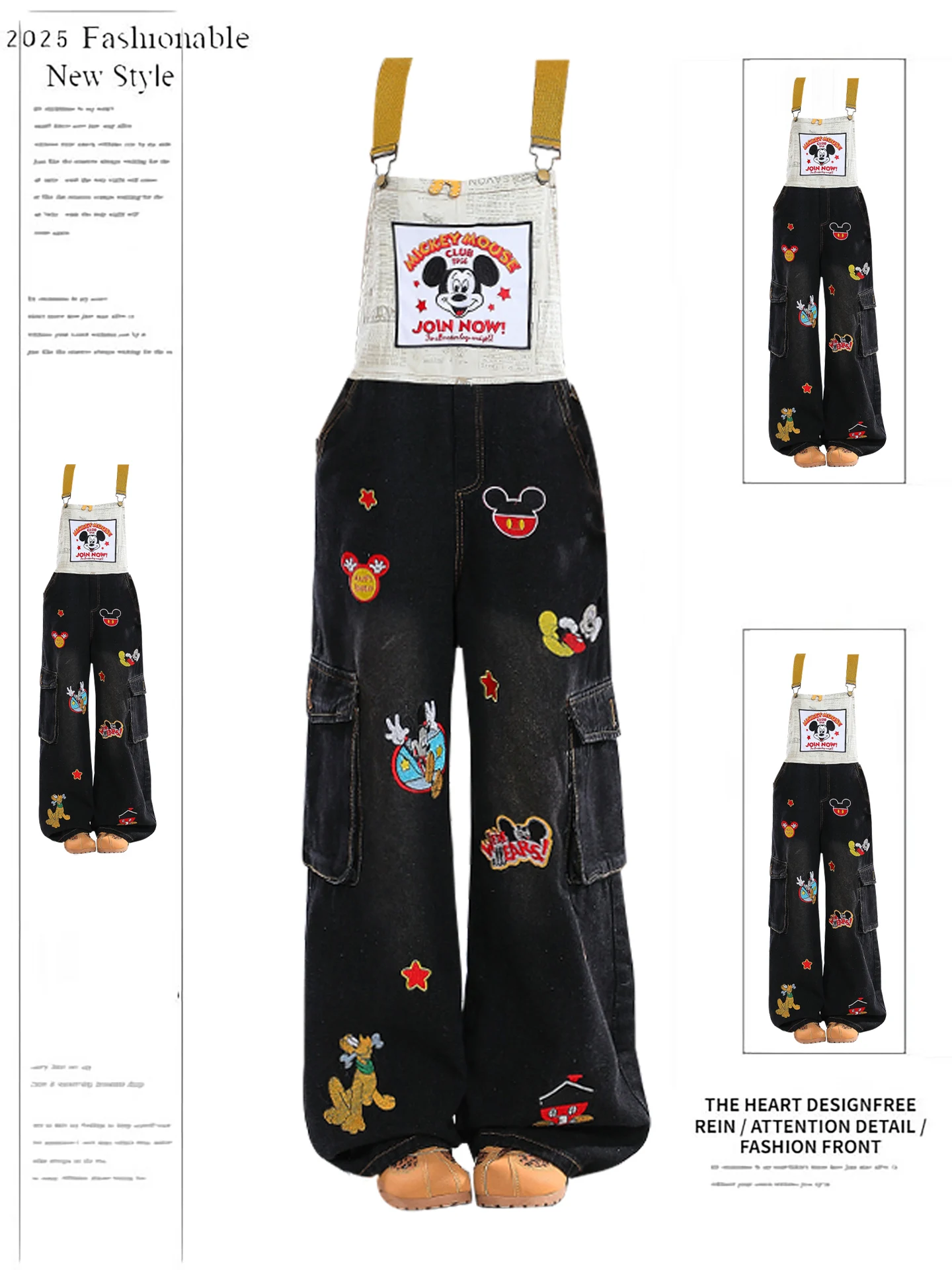 Cartoon Mickey Embroidered Denim Overalls Women's Loose Fit High Waist Wide Leg Pants Casual Wear Winter Season Fashion
Cartoon Mickey Embroidered Denim Overalls Women's Loose Fit High Waist Wide Leg Pants Casual Wear Winter Season Fashion