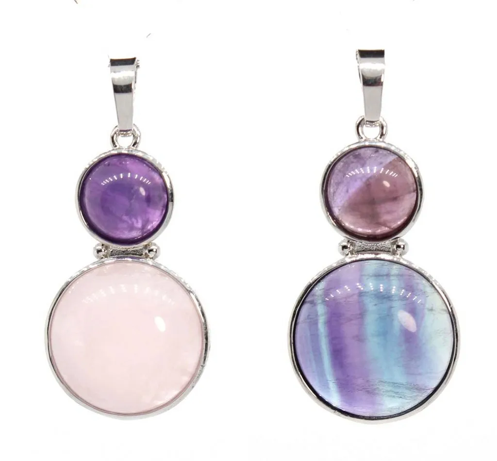 Natural Crystal Round Stone Pendants For Women DIY Necklace Amethyst Rose Quartz Fluorite Gemstone Pendant Jewelry No Chain
Natural Crystal Round Stone Pendants For Women DIY Necklace Amethyst Rose Quartz Fluorite Gemstone Pendant Jewelry No Chain