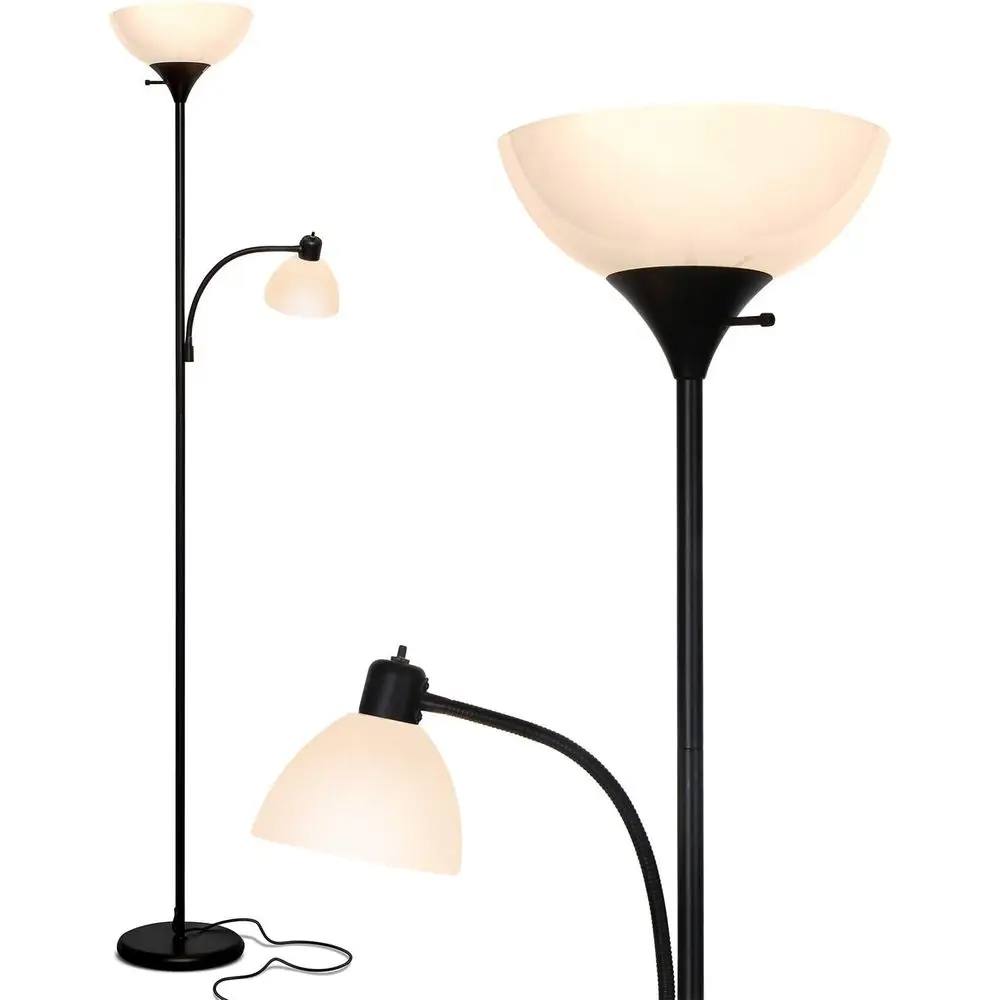 Dimmable Tall LED Torchiere Floor Lamp with Reading Light for Living Rooms, Offices, and Bedrooms - Black
Dimmable Tall LED Torchiere Floor Lamp with Reading Light for Living Rooms, Offices, and Bedrooms - Black