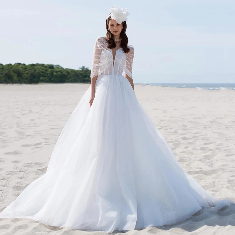 Eightree Elegant A-Line Wedding Dresses 2024 Off The Shoulder Tulle Bridal Dress Boho Beach Wedding Ball Prom Gowns Custom Size
Eightree Elegant A-Line Wedding Dresses 2024 Off The Shoulder Tulle Bridal Dress Boho Beach Wedding Ball Prom Gowns Custom Size