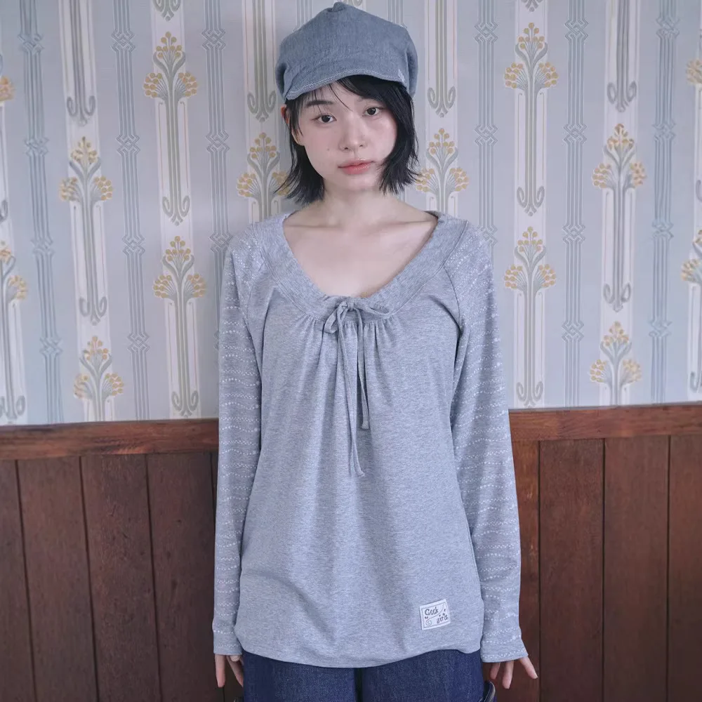 Hugyourskin Summer 26 Knot Pleated Long Sleeve T-Shirt Loose Slimming U-Neck Top Korean Style Cotton Casual Wear
Hugyourskin Summer 26 Knot Pleated Long Sleeve T-Shirt Loose Slimming U-Neck Top Korean Style Cotton Casual Wear