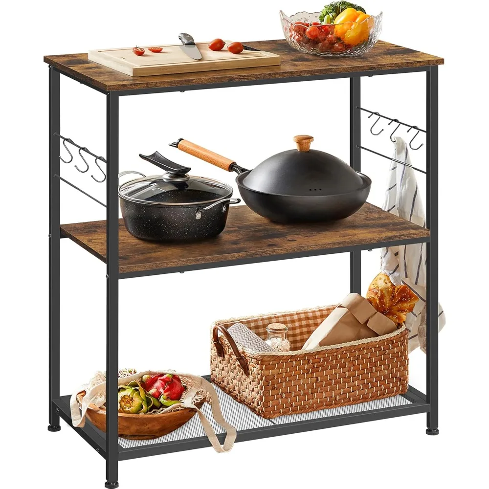 Bakers Rack, Kitchen Shelf, Kitchen Island, Microwave Oven Stand with 3 Open Shelves, 6 Hooks, Metal Frame, 15.7 x 31.5
Bakers Rack, Kitchen Shelf, Kitchen Island, Microwave Oven Stand with 3 Open Shelves, 6 Hooks, Metal Frame, 15.7 x 31.5