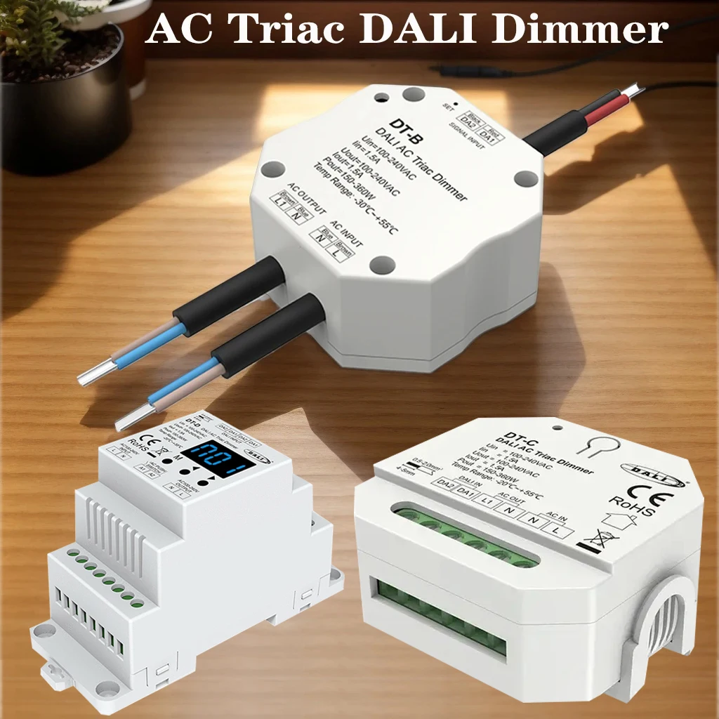Skydance AC Triac DALI Dimmer DT/DT-B/DT-C/DT-D DALI Dimmer for Single Color Dimmable LED Light Incandescent Lamp Switch
Skydance AC Triac DALI Dimmer DT/DT-B/DT-C/DT-D DALI Dimmer for Single Color Dimmable LED Light Incandescent Lamp Switch