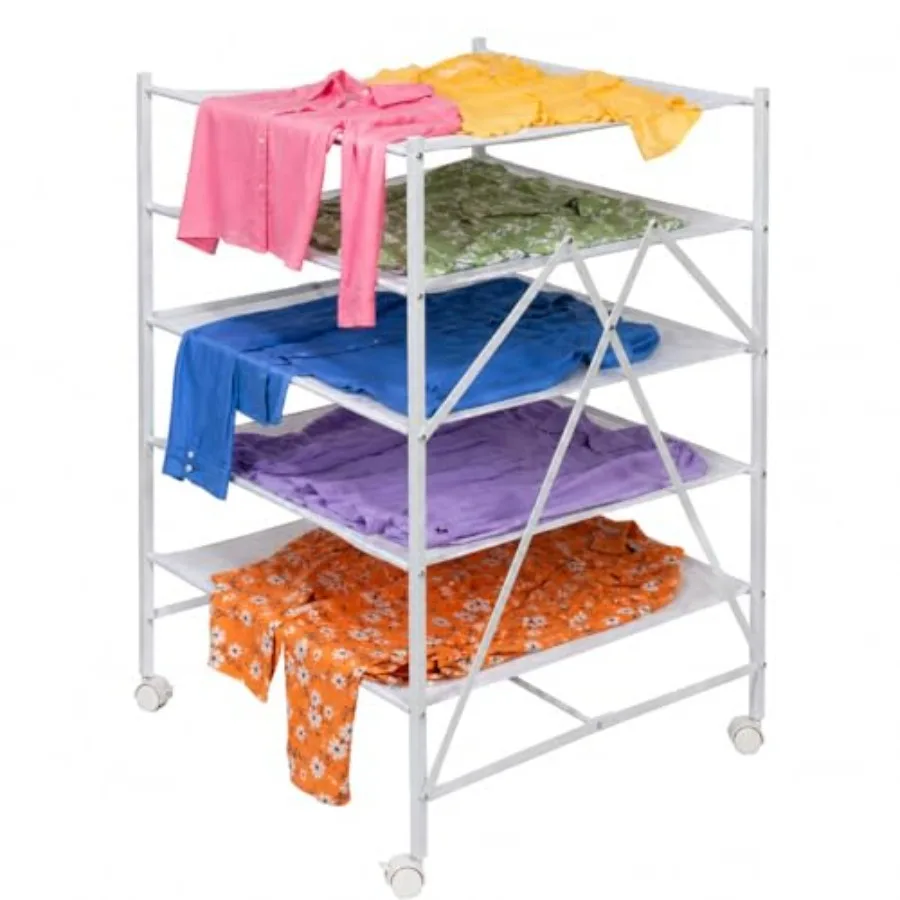 5-Tier Mesh Laundry Drying Rack with Wheels, Soft Nylon Flat Drying for Sweaters Delicates, Foldable Rolling Clothes Rack, 43 L
5-Tier Mesh Laundry Drying Rack with Wheels, Soft Nylon Flat Drying for Sweaters Delicates, Foldable Rolling Clothes Rack, 43 L