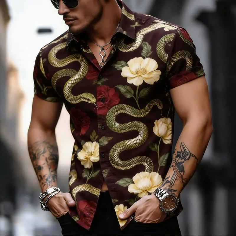 Men's Stylish Exquisite Gothic Animal Floral Print Short Sleeve Shirt Casual Fashion For Daily Vacation And Street Outfits
Men's Stylish Exquisite Gothic Animal Floral Print Short Sleeve Shirt Casual Fashion For Daily Vacation And Street Outfits