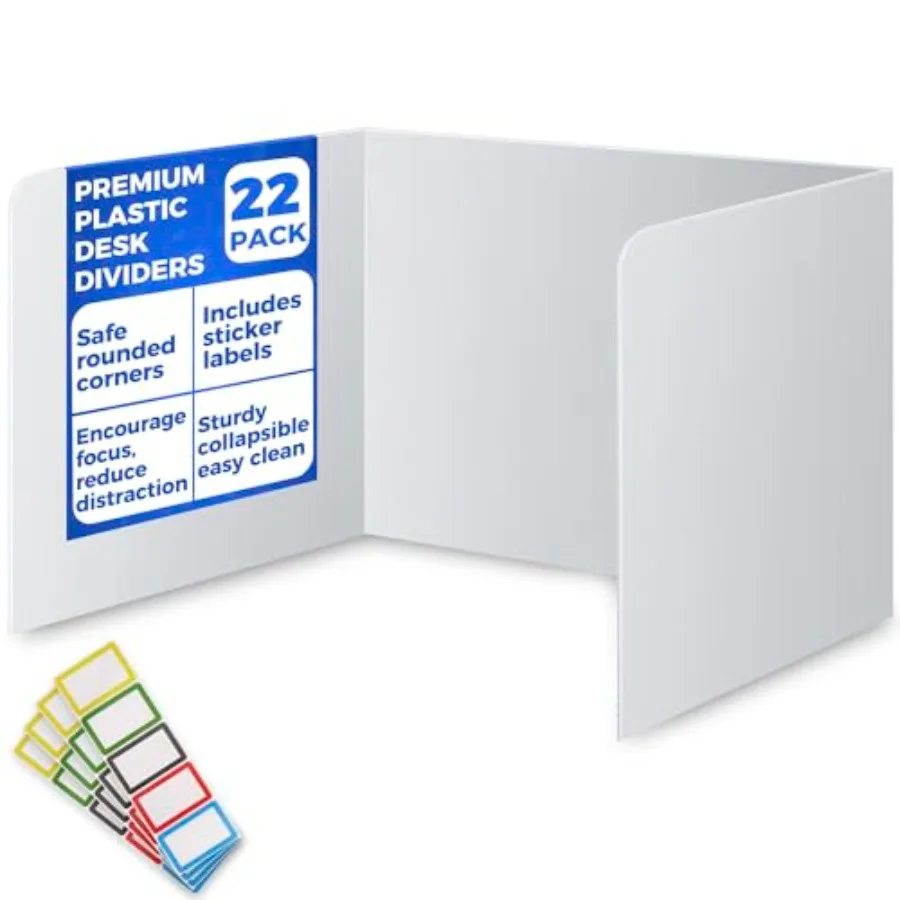 22 Pack Classroom Privacy Shields for Student Desks - Easy to Clean Plastic Sneeze Guard Folder Desk Divider Study Carrel - Cla
22 Pack Classroom Privacy Shields for Student Desks - Easy to Clean Plastic Sneeze Guard Folder Desk Divider Study Carrel - Cla