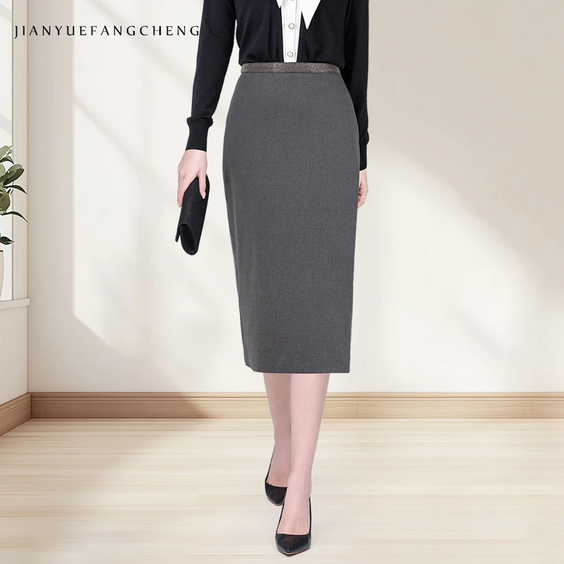 Vintage Office Ladies Fall Winter Grey Woolen Slit Pencil Skirt High Waist Skinny Mid-length Elegant One-step Skirt
Vintage Office Ladies Fall Winter Grey Woolen Slit Pencil Skirt High Waist Skinny Mid-length Elegant One-step Skirt