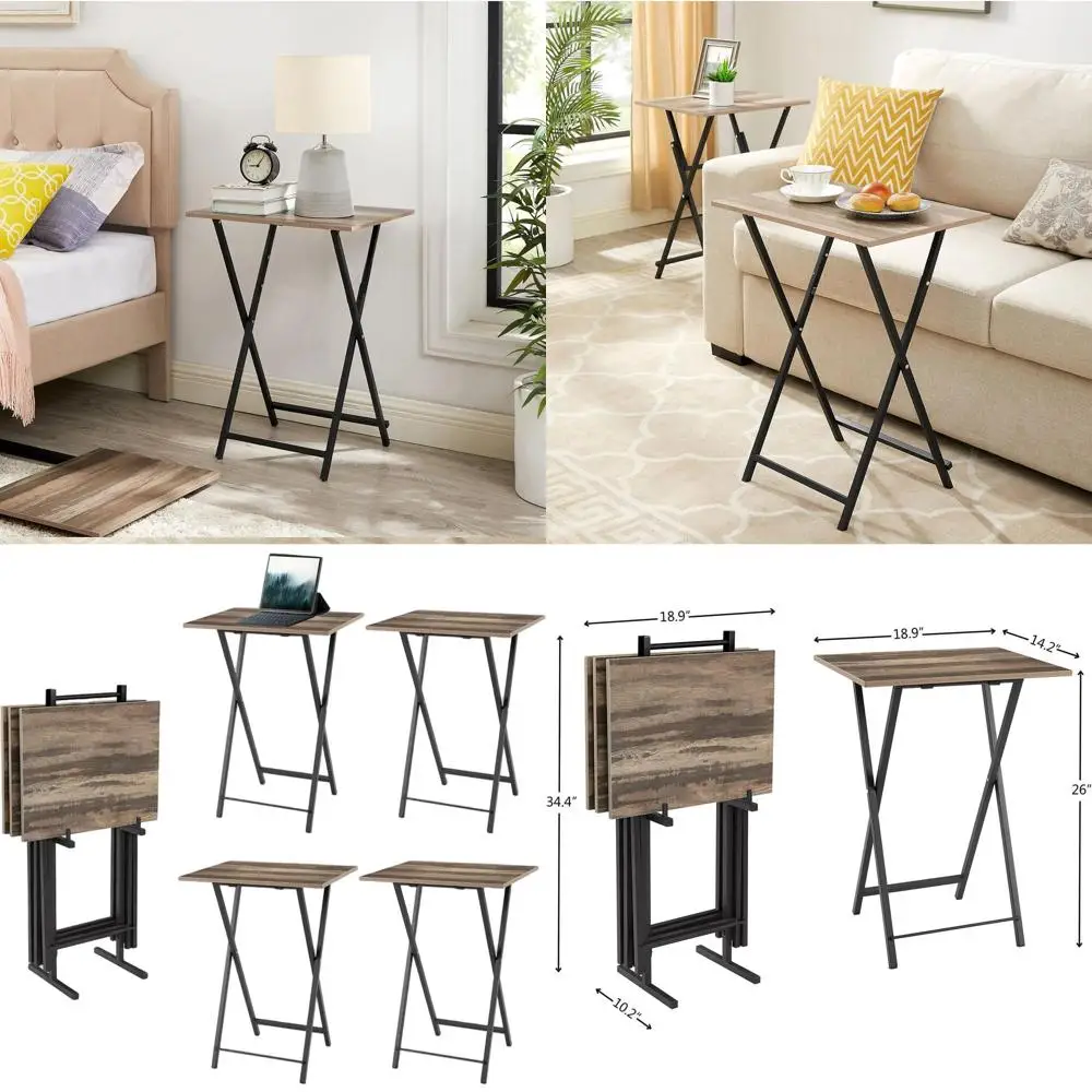 Набор складных подносов для телевизора из 4 предметов с подставкой, портативный стол, приставные столики для дивана в гостиной, коричневый
Набор складных подносов для телевизора из 4 предметов с подставкой, портативный стол, приставные столики для дивана в гостиной, коричневый