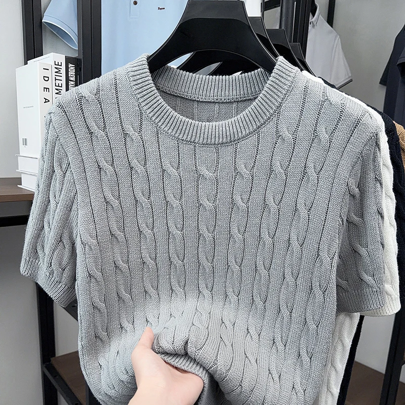 Luxury Casual Money Style Round Neck Cable Knit Short Sleeve T-Shirt for Men, Versatile and Casual Summer Short Sleeve
Luxury Casual Money Style Round Neck Cable Knit Short Sleeve T-Shirt for Men, Versatile and Casual Summer Short Sleeve