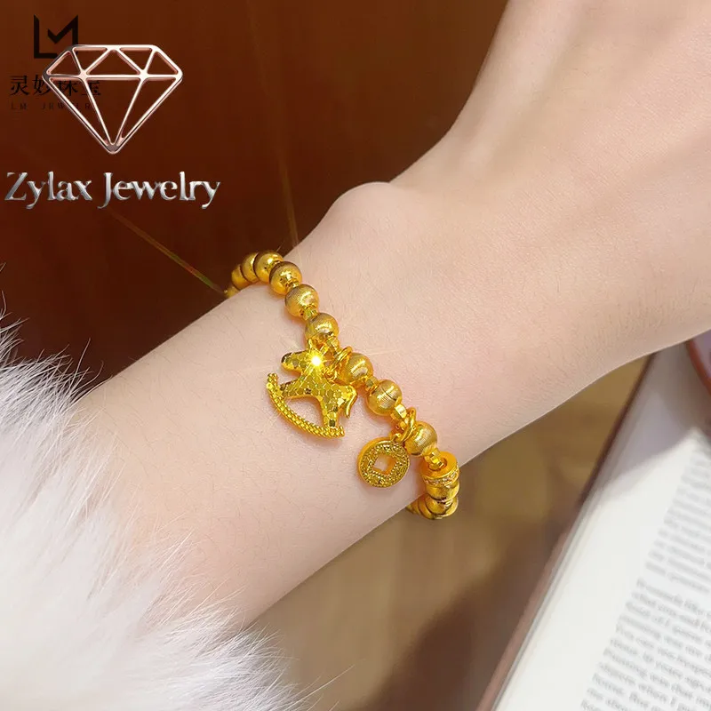 Zylax Jewelry Rocking Horse Cat Eye Disco Bead Bracelet Women's 24K Gold AU999 - Playful dynamic rocking horse, for daily stree
Zylax Jewelry Rocking Horse Cat Eye Disco Bead Bracelet Women's 24K Gold AU999 - Playful dynamic rocking horse, for daily stree