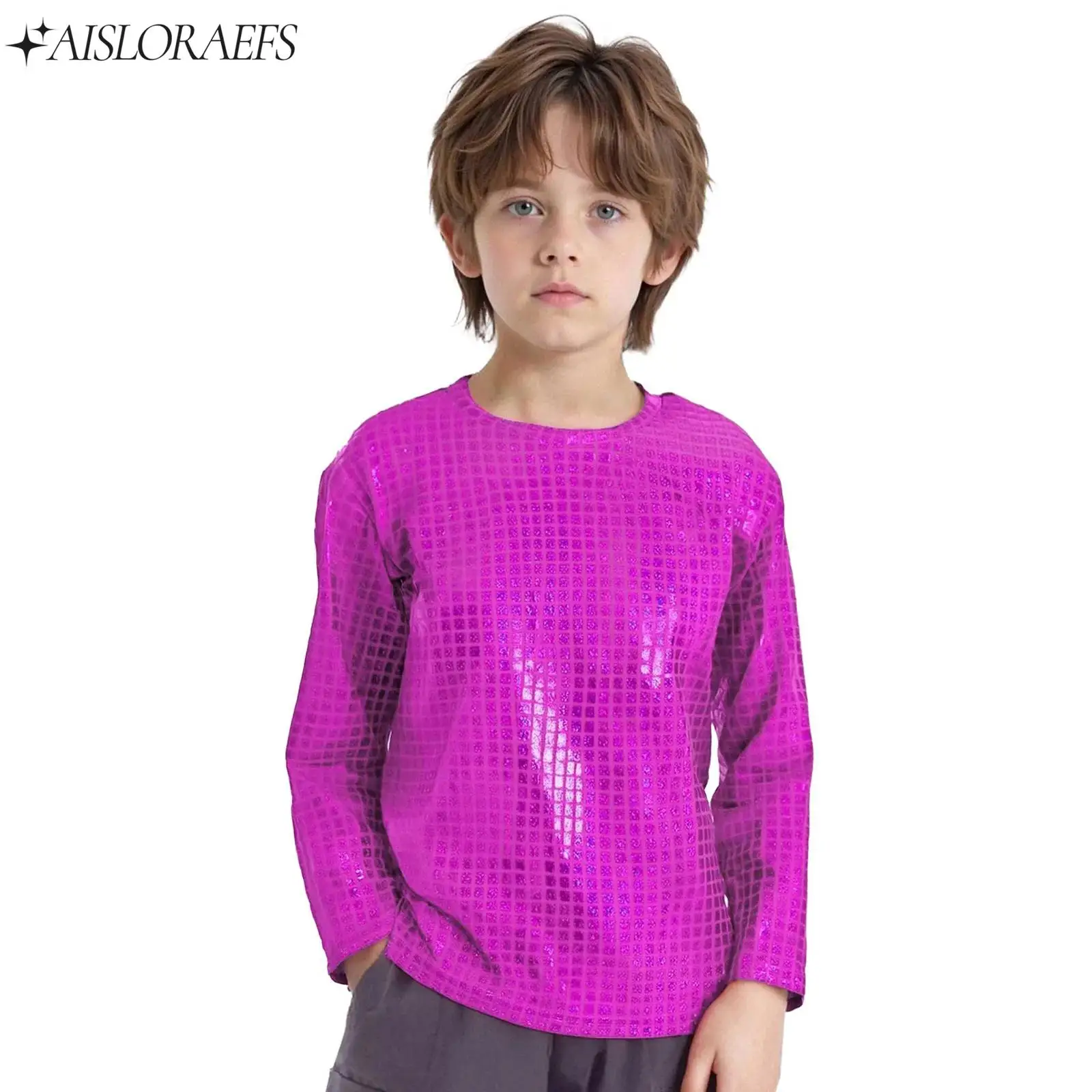 Boys Girls Jazz Dance Tops Hip-hop Street Dance Performance Costumes Long Sleeve Metallic Plaid T-shirt Cheerleading Dancewear
Boys Girls Jazz Dance Tops Hip-hop Street Dance Performance Costumes Long Sleeve Metallic Plaid T-shirt Cheerleading Dancewear