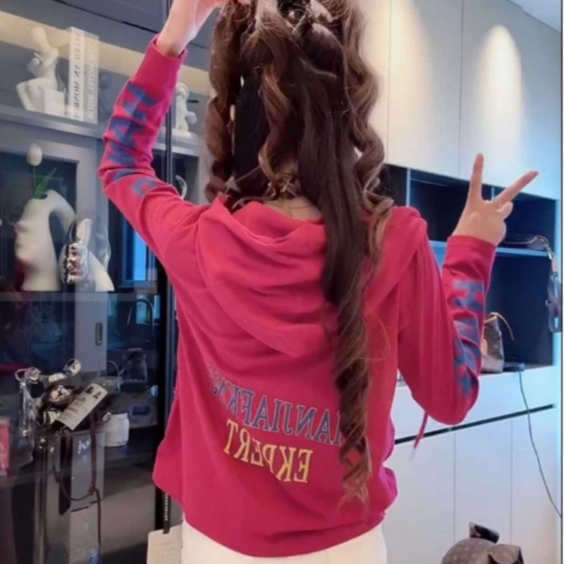 Pitaya Red Cotton Plus Size Letter Print Hooded Long Sleeve T-shirt Women's Autumn and Winter New Loose Slimming Versatile Top
Pitaya Red Cotton Plus Size Letter Print Hooded Long Sleeve T-shirt Women's Autumn and Winter New Loose Slimming Versatile Top