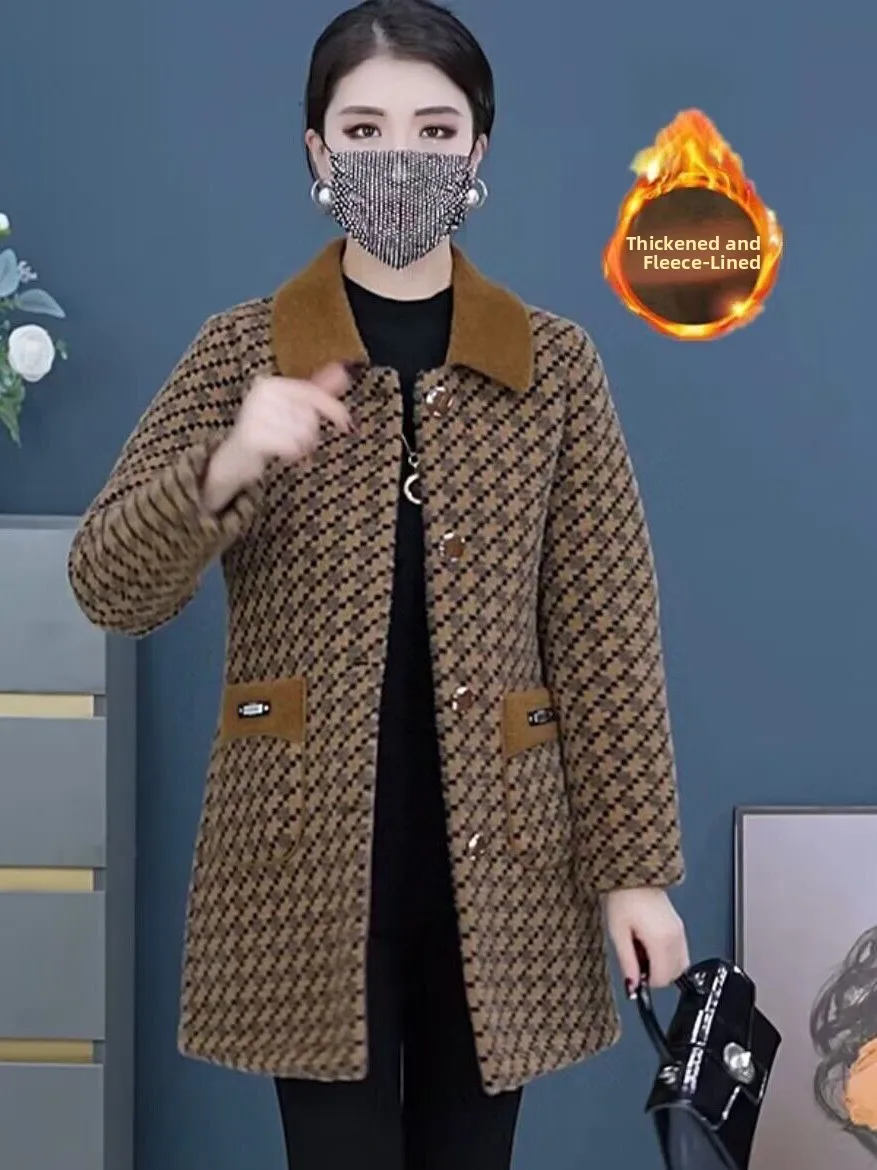 Fashionable Woolen Coat for Middle-Aged And Elderly Women Winter Thickened Fleece Lined Mid-Length Jacket Korean Style Casual
Fashionable Woolen Coat for Middle-Aged And Elderly Women Winter Thickened Fleece Lined Mid-Length Jacket Korean Style Casual