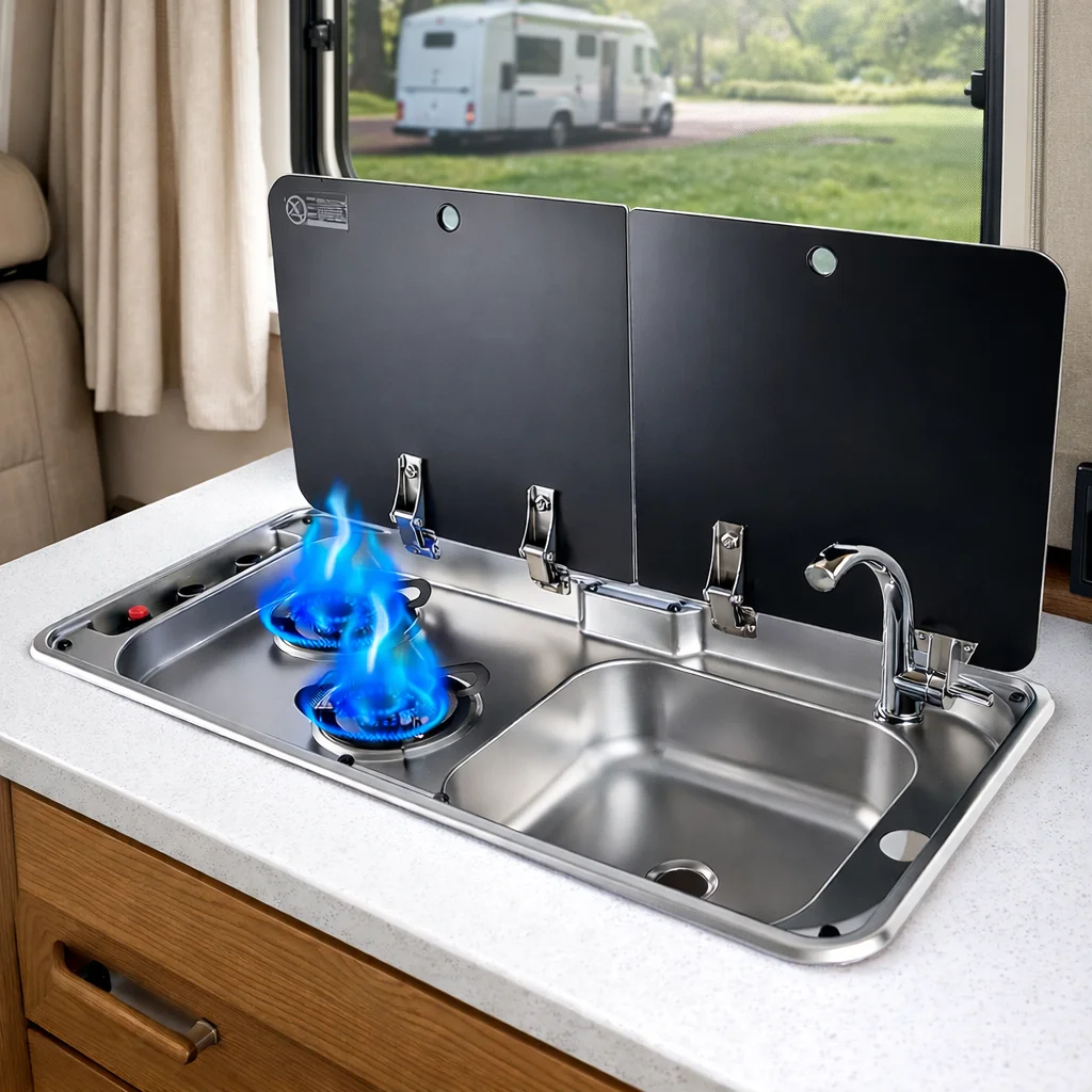 RV Camper 2 Burner Gas Stove with Sink Stainless Steel Caravan Boat Marine Galley Cooker
RV Camper 2 Burner Gas Stove with Sink Stainless Steel Caravan Boat Marine Galley Cooker