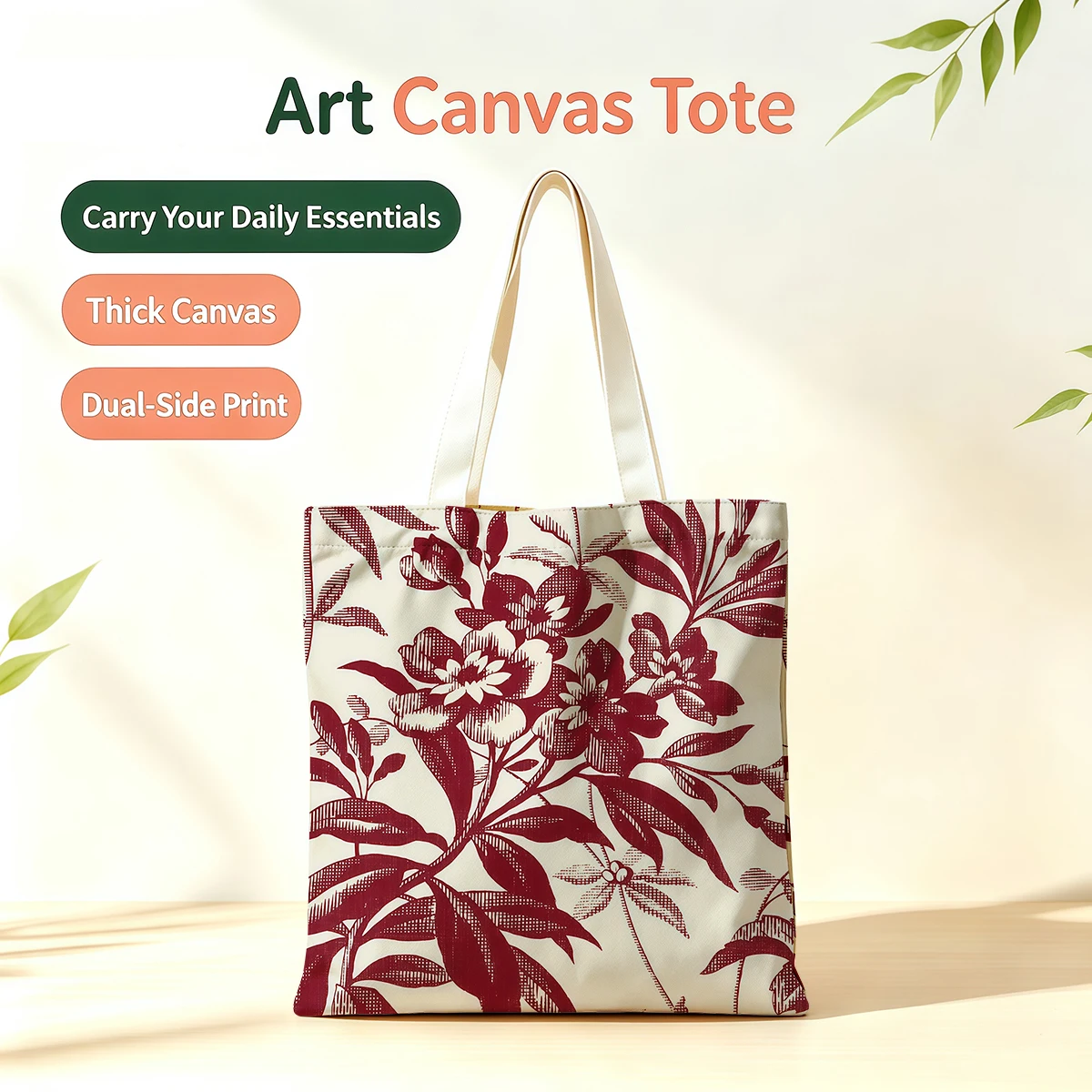 Cream red flower Dual-Side Printed Tote Bag Eco Handbag for School Office Daily Errands Daily Must-Have Bag
Cream red flower Dual-Side Printed Tote Bag Eco Handbag for School Office Daily Errands Daily Must-Have Bag