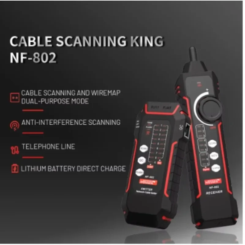 ZHOUCE NF-802 Многофункциональный кабельный тестер и трекер RJ11 RJ45 Cat5 Cat6 LAN Ethernet Телефон Wire Finder Poe Test
ZHOUCE NF-802 Многофункциональный кабельный тестер и трекер RJ11 RJ45 Cat5 Cat6 LAN Ethernet Телефон Wire Finder Poe Test