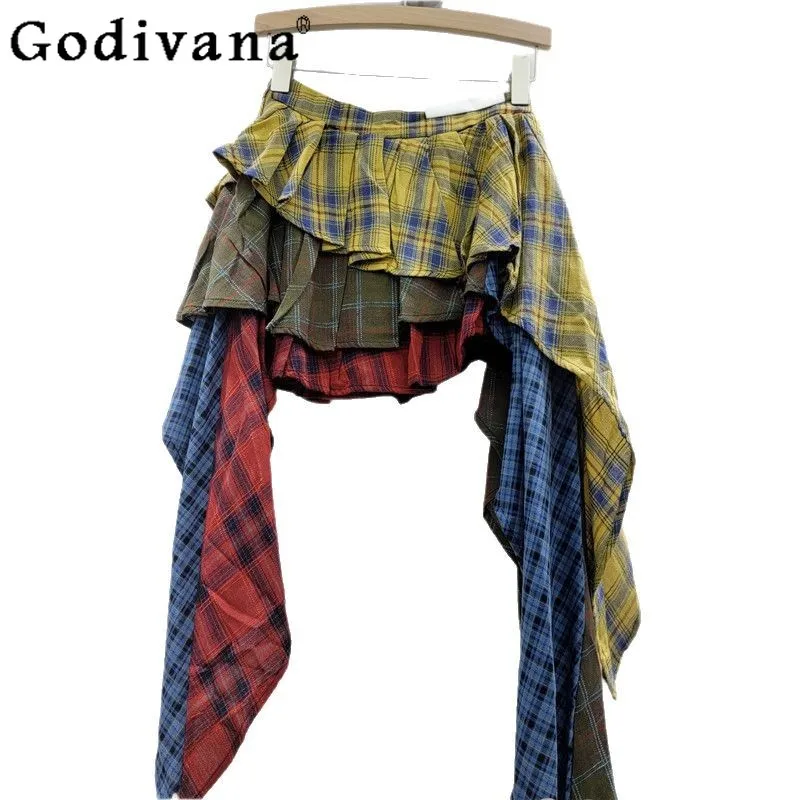 Spring Summer Retro High Waist Temperament Irregular Plaid Skirt Y2k Sexy Versatile Fashion Age-reducing Street Pleated Skirts
Spring Summer Retro High Waist Temperament Irregular Plaid Skirt Y2k Sexy Versatile Fashion Age-reducing Street Pleated Skirts
