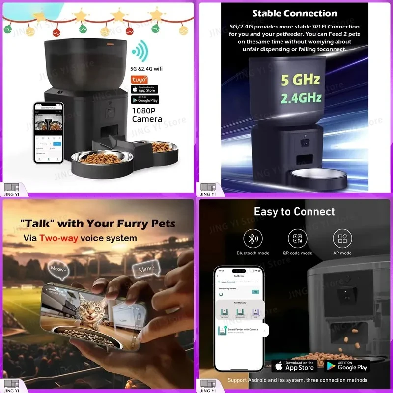 Automatic Pet Feeder with 1080P HD Camera 5G WiFi Smart Feeding Dispenser for Cats Dogs Tuya APP Remote Control Automatic
Automatic Pet Feeder with 1080P HD Camera 5G WiFi Smart Feeding Dispenser for Cats Dogs Tuya APP Remote Control Automatic