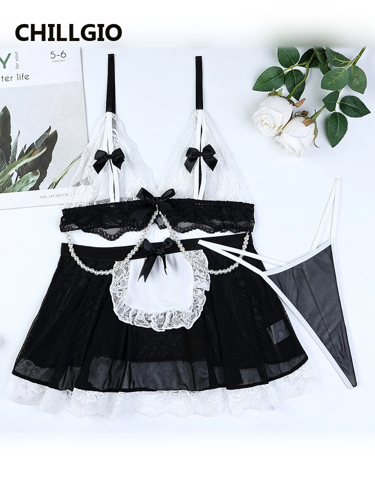 CHILLGIO Women Pearl Chain Bra Brief Suit Sexy Lingerie Erotic Cosplay Maid Pajamas 3 Piece Fasion Transparent Lace Lingеrie Set
CHILLGIO Women Pearl Chain Bra Brief Suit Sexy Lingerie Erotic Cosplay Maid Pajamas 3 Piece Fasion Transparent Lace Lingеrie Set