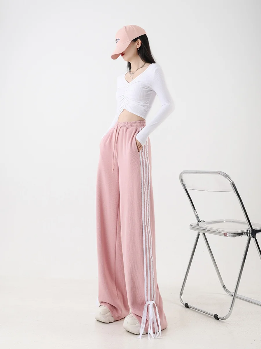 Свободные широкие брюки с боковыми полосками, в пол, для уличных танцев, с завязками на талии, с высокой талией, из смесового хлопка
Свободные широкие брюки с боковыми полосками, в пол, для уличных танцев, с завязками на талии, с высокой талией, из смесового хлопка