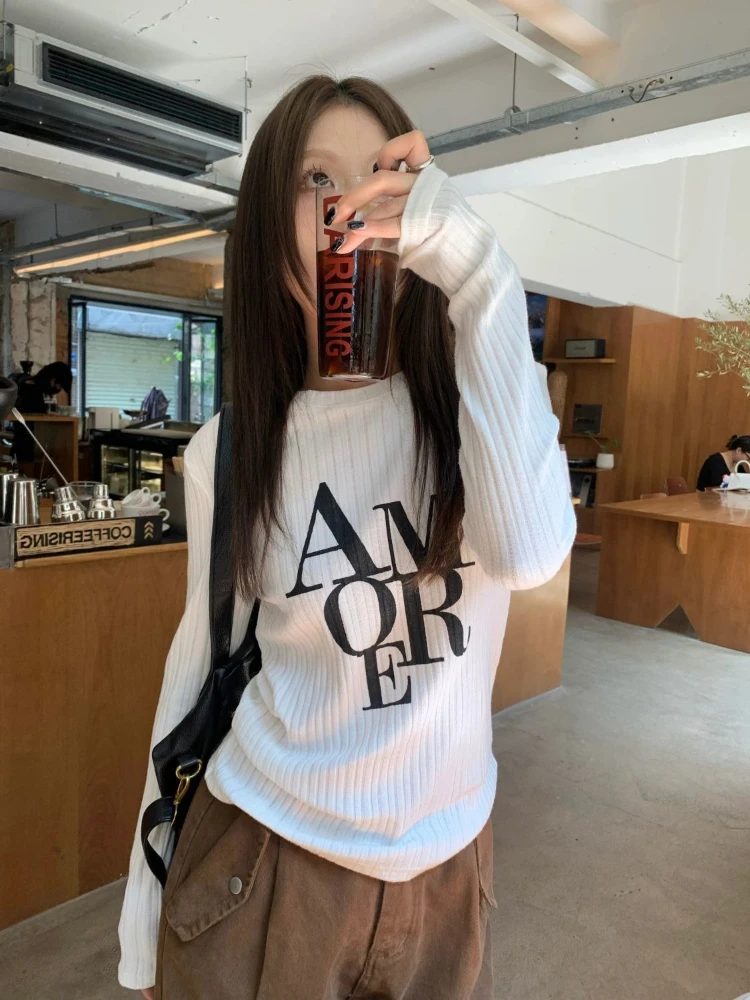 Chic Spring Summer Women Casual Style Letter Print Long Sleeve O Neck T-Shirt New Pit Stripe Slim Positive Shoulder Tops
Chic Spring Summer Women Casual Style Letter Print Long Sleeve O Neck T-Shirt New Pit Stripe Slim Positive Shoulder Tops