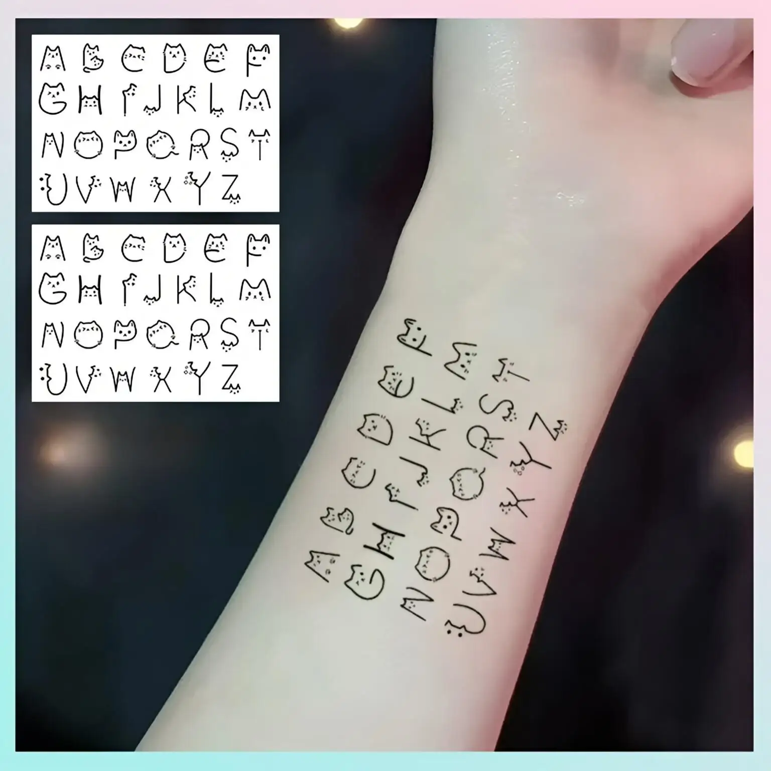 5PCS English kitten alphabet Temporary Tattoos,Tattoo Stickers,Waterproof Long-Lasting 15 Days,Semi-Permanent Fake Tattoo 
5PCS English kitten alphabet Temporary Tattoos,Tattoo Stickers,Waterproof Long-Lasting 15 Days,Semi-Permanent Fake Tattoo
