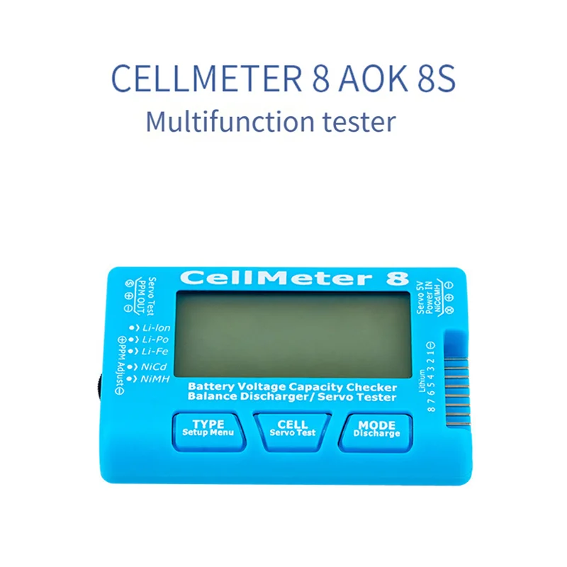 Cellmeter 8 AOK 8S Electric Display Servo Test Narrow Frequency Servo Tester Battery Discharger Aeromodelling Tester Durable
Cellmeter 8 AOK 8S Electric Display Servo Test Narrow Frequency Servo Tester Battery Discharger Aeromodelling Tester Durable