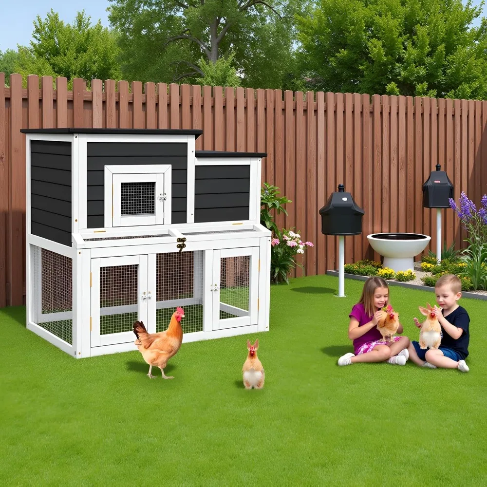 Chicken Coop for 2-4 Chickens, Wooden Chicken Run Duck Coop Poultry Cage with Openable Asphalt Roof, Pull-Out Tray for Chicks
Chicken Coop for 2-4 Chickens, Wooden Chicken Run Duck Coop Poultry Cage with Openable Asphalt Roof, Pull-Out Tray for Chicks