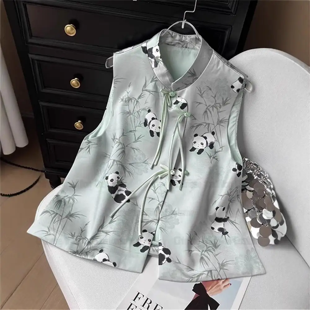 Chinese Style Sleeve Qipao Top Panda Print Vest Lady Elegant Jacket Tang Clothes Satin Mandarin Collar Camisole Top Outerwear
Chinese Style Sleeve Qipao Top Panda Print Vest Lady Elegant Jacket Tang Clothes Satin Mandarin Collar Camisole Top Outerwear