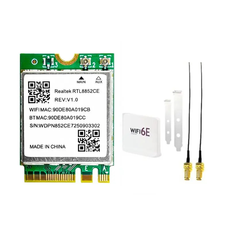 Изысканная магнитная вращающаяся антенна Wi-Fi 6E RTL8852CE, сетевая карта M.2 с беспроводным адаптером Wi-Fi 6E BT5.3 2.4/5/6 ГГц для Windows 11
Изысканная магнитная вращающаяся антенна Wi-Fi 6E RTL8852CE, сетевая карта M.2 с беспроводным адаптером Wi-Fi 6E BT5.3 2.4/5/6 ГГц для Windows 11