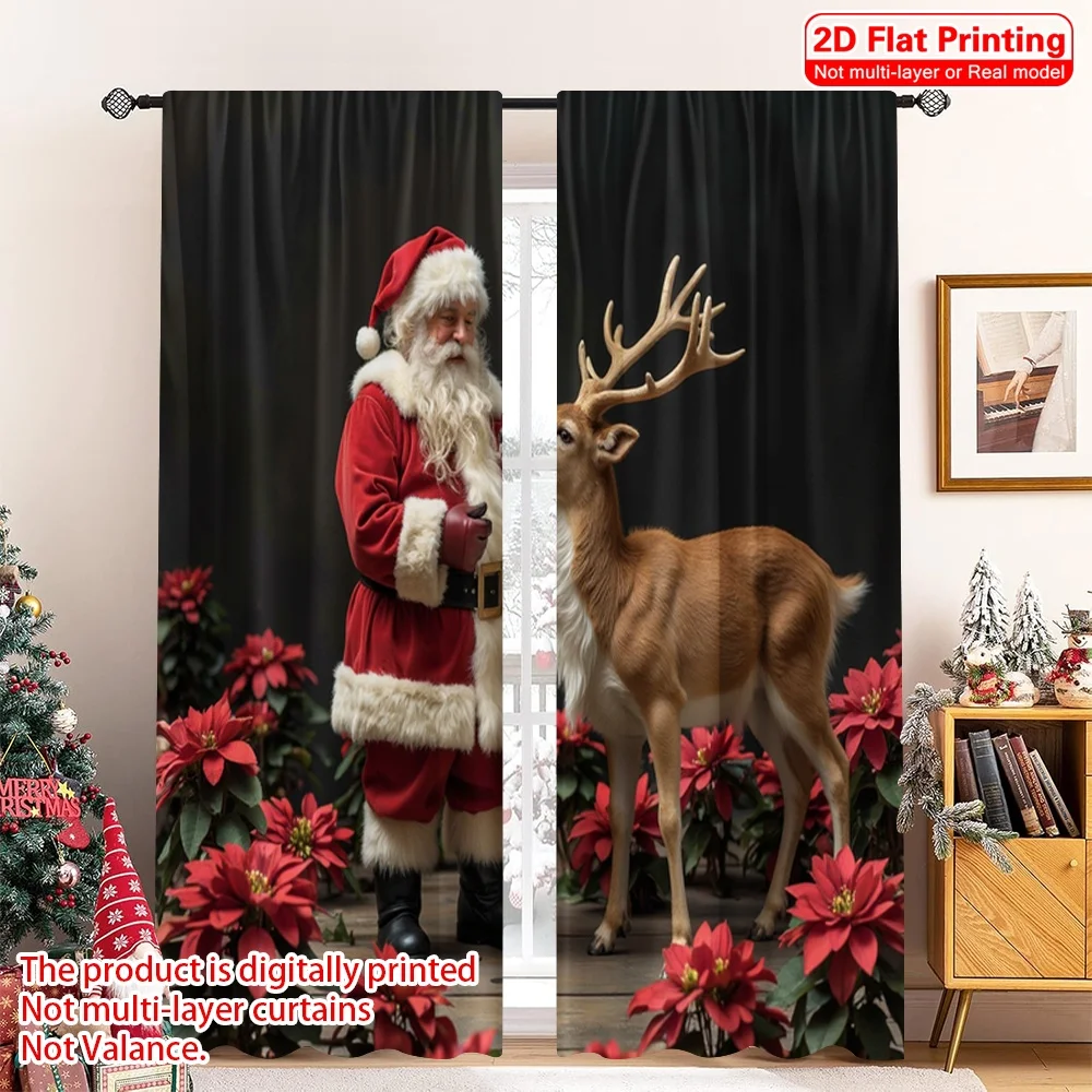 2pcs 2D flat printing Christmas Curtain Santa's Deer Friend Polyester Fabric Without Electricity Festive Curtains Perfect for
2pcs 2D flat printing Christmas Curtain Santa's Deer Friend Polyester Fabric Without Electricity Festive Curtains Perfect for