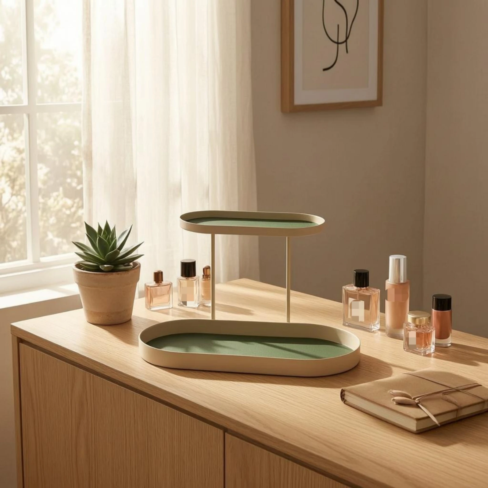 Two-Tier Storage Rack Iron Metal Tray Shelf Stand 2 Tier Perfume Organizer Space-Saving Cosmetic Display Rack unobstructedFrame
Two-Tier Storage Rack Iron Metal Tray Shelf Stand 2 Tier Perfume Organizer Space-Saving Cosmetic Display Rack unobstructedFrame