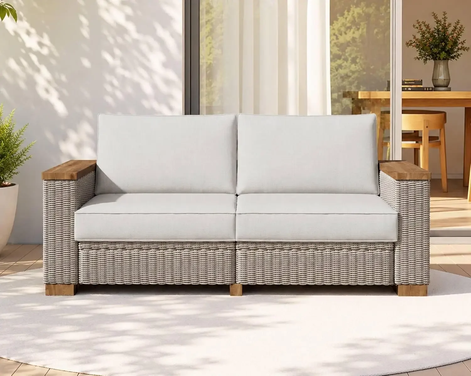 Outdoor Loveseat Patio Sofa, Wicker Couch with Solid Armrests & Legs, 4.7" Thick Cushion, UV-Resistant Modular Sofa for Porch, B
Outdoor Loveseat Patio Sofa, Wicker Couch with Solid Armrests & Legs, 4.7" Thick Cushion, UV-Resistant Modular Sofa for Porch, B