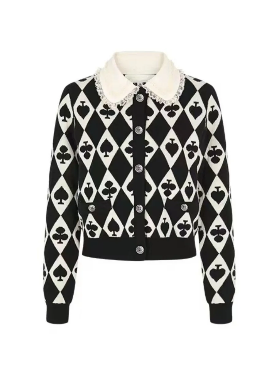 Autumn Women's Jacquard Knit Sweater Cardigan Peter Pan Collar Long Sleeve Knitwear Korean Fashion Stylish Chic Ladies Jumpers
Autumn Women's Jacquard Knit Sweater Cardigan Peter Pan Collar Long Sleeve Knitwear Korean Fashion Stylish Chic Ladies Jumpers