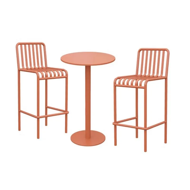 Modern minimalist wrought iron metal outdoor table and two chairs
Modern minimalist wrought iron metal outdoor table and two chairs