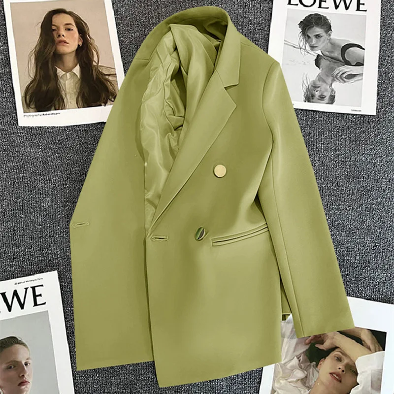 Women Blazer 2025 New Spring Autumn Jacket Notched Long Sleeve Double Breasted Metal Button Slim Pocket Blazer Coat Outerwear
Women Blazer 2025 New Spring Autumn Jacket Notched Long Sleeve Double Breasted Metal Button Slim Pocket Blazer Coat Outerwear