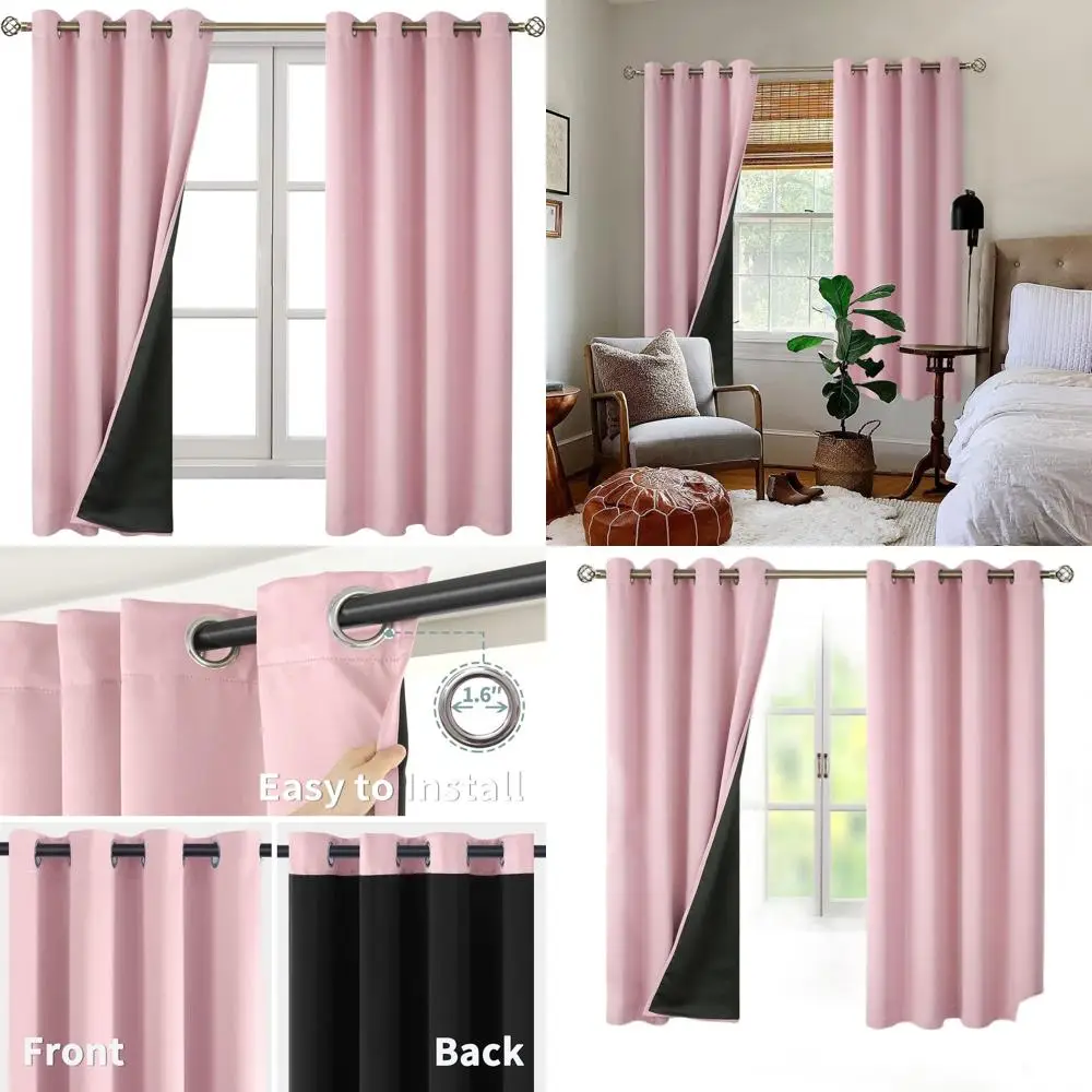 Thermal Insulated Baby Pink 69 Blackout Curtains, 2 Panels, 55 Wide, Noise-Reducing for Nursery
Thermal Insulated Baby Pink 69 Blackout Curtains, 2 Panels, 55 Wide, Noise-Reducing for Nursery